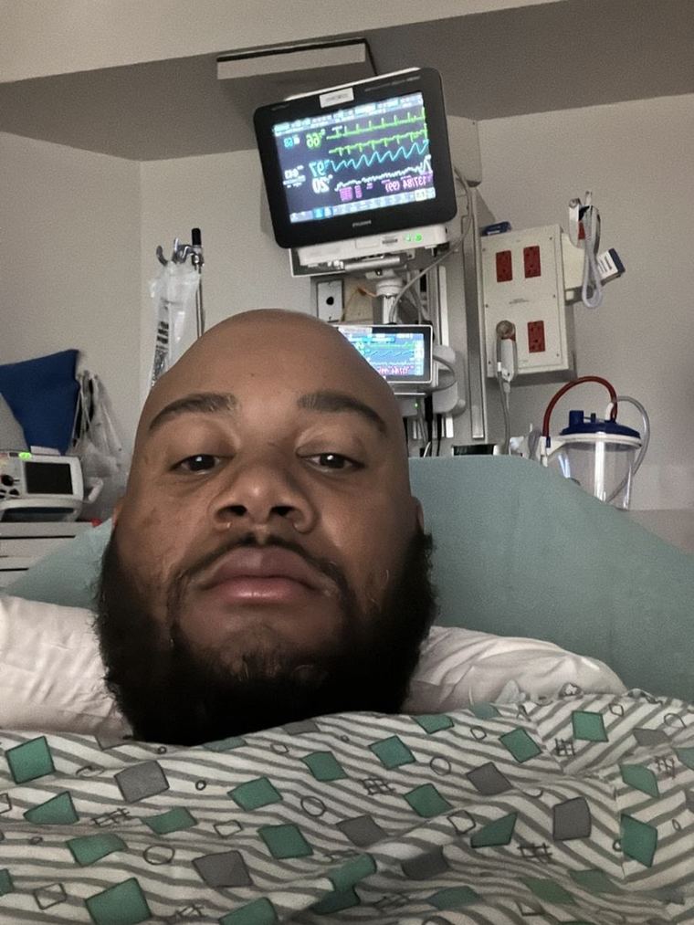 Daveon in a hospital bed